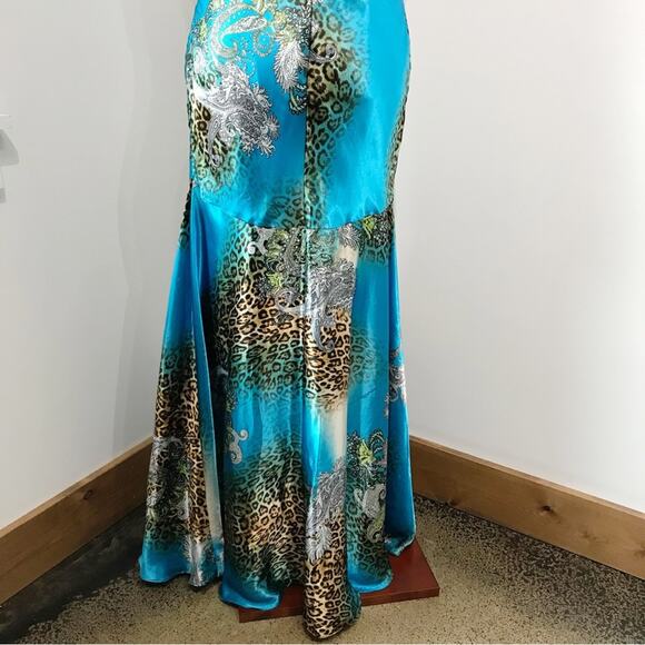 Ignite Evenings by Carol Lin Satin Gown Dress Ruched Cage Open Back Formal - Picture 11 of 16